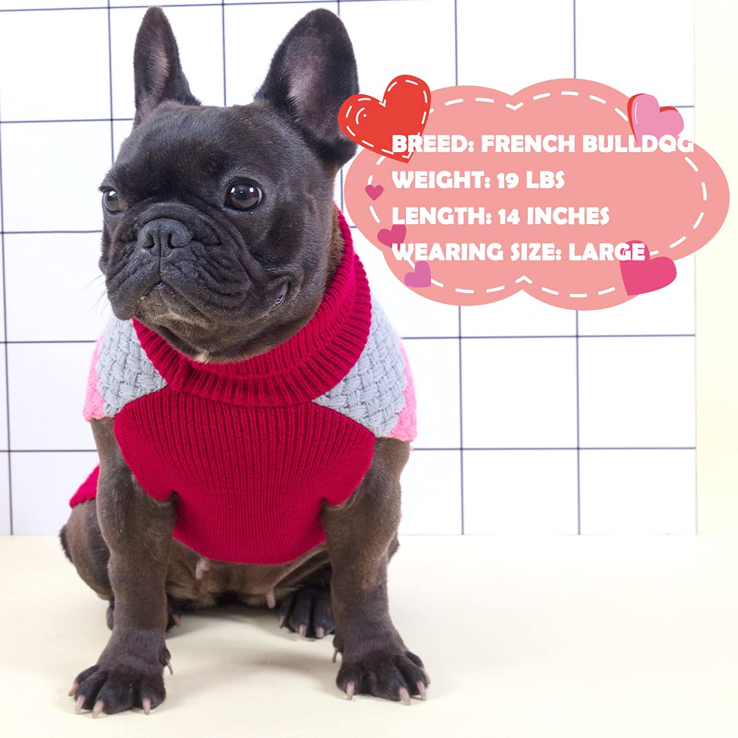 KYEESE Small Dog Sweaters - Turtleneck Knitwear for Puppies, Red XS | Warm & Stylish Winter Outfit for Indoor & Outdoor Activities