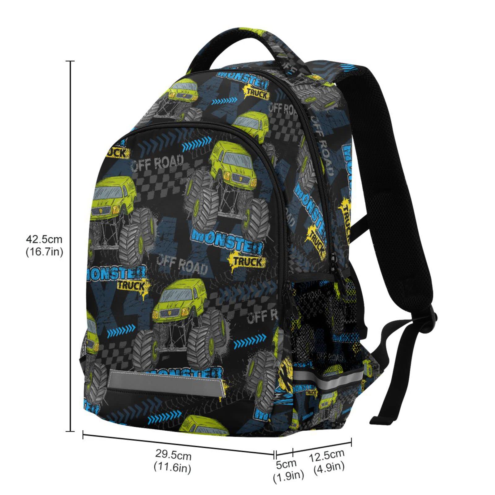 **Monster Truck Backpack for Boys & Girls - Durable School Backpack, Kids Bookbag for Elementary Students, Travel Rucksack - Perfect for School, Hiking & Daily Adventures**
