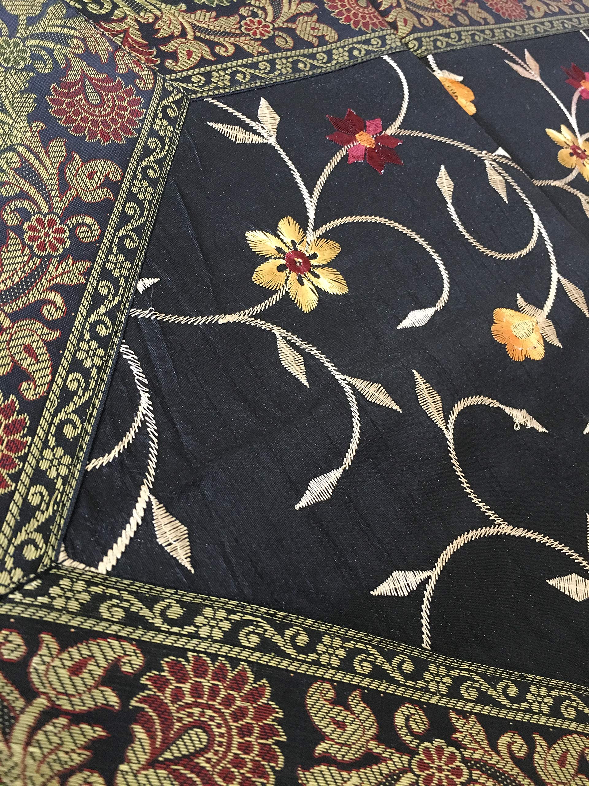 Elegant Black and Gold Brocade Table Runner - 16