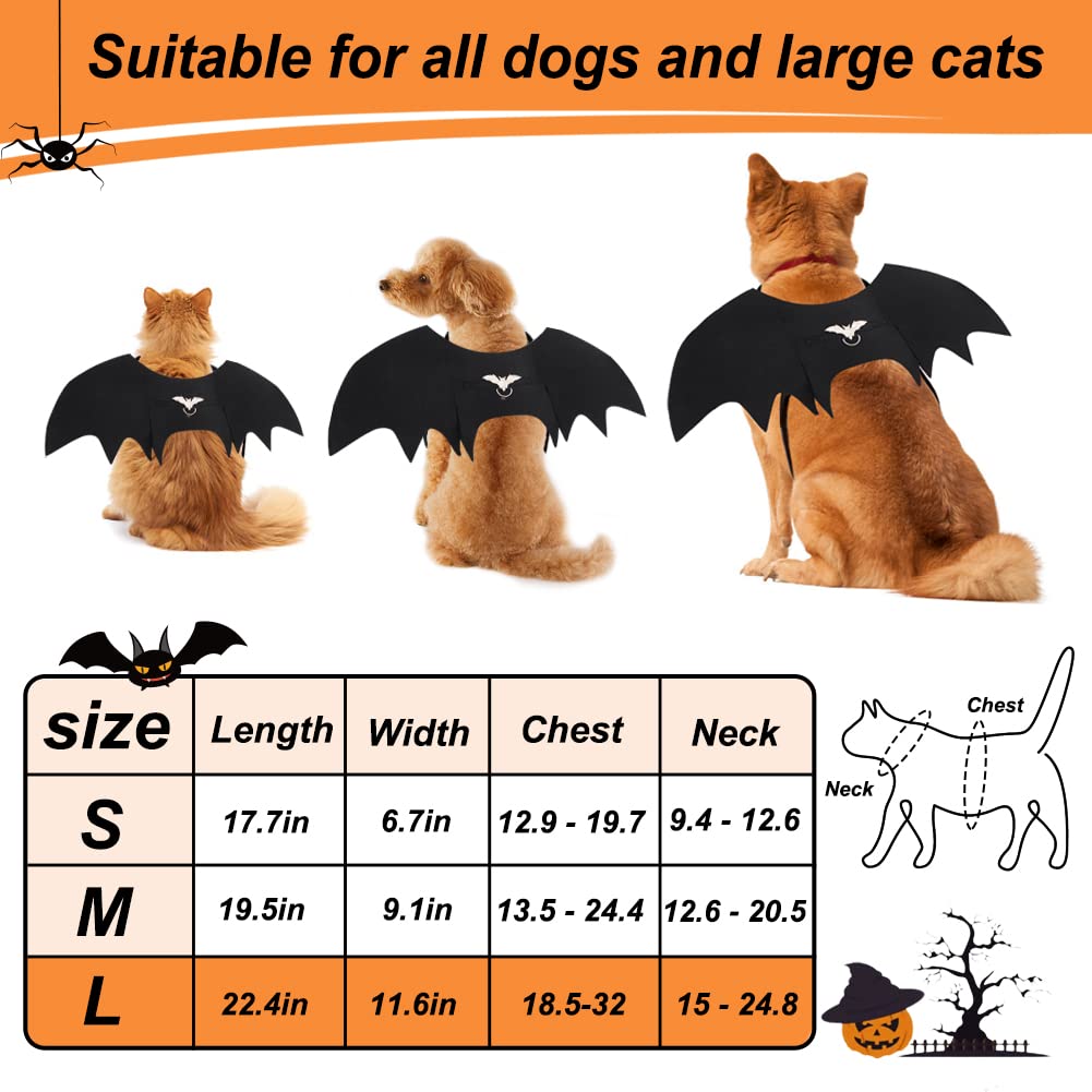 Adjustable Halloween Bat Wings Costume for Medium & Large Dogs - Black Pet Bat Wings with Bell for Cosplay, Party Decoration & Dress-Up | Perfect for Halloween, Pet Parties & Photo Shoots