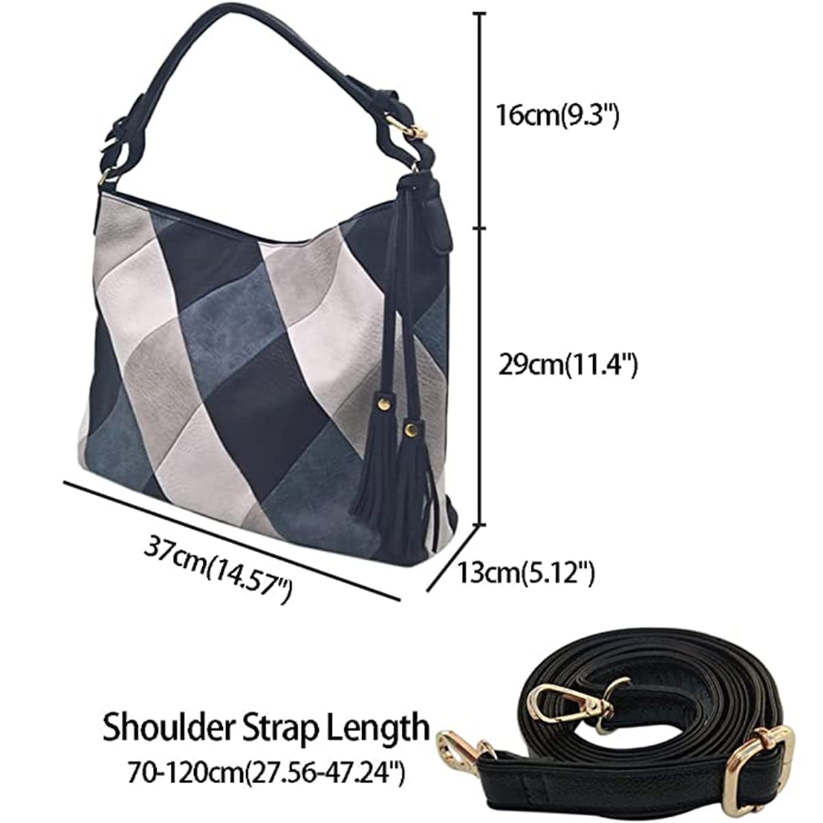 Stylish Women's Patchwork Hobo Bags - Large Faux Leather Handbags with Tassel Decor | Perfect for Work, Travel & Everyday Use
