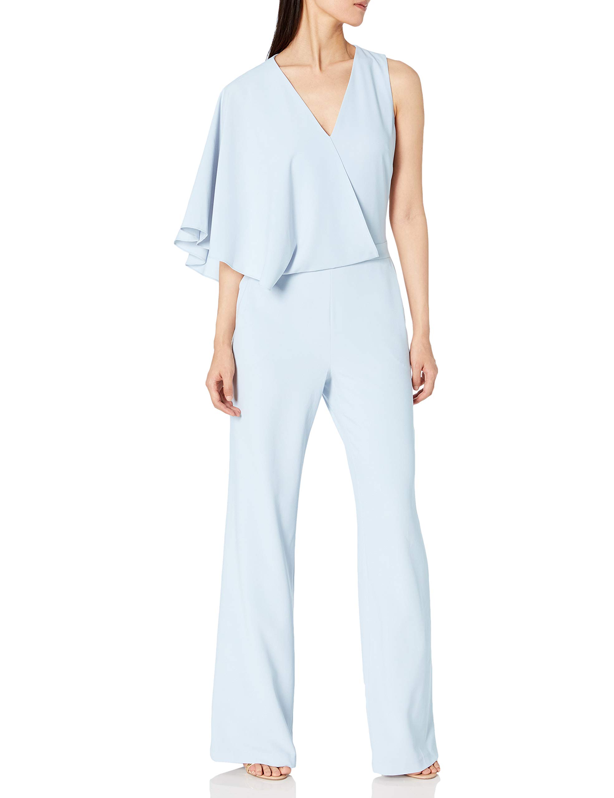 HALSTON Women's Asymmetric Cape Jumpsuit - Elegant One-Piece Romper with Unique Cape Design | Perfect for Evening Parties, Cocktail Events & Special Occasions