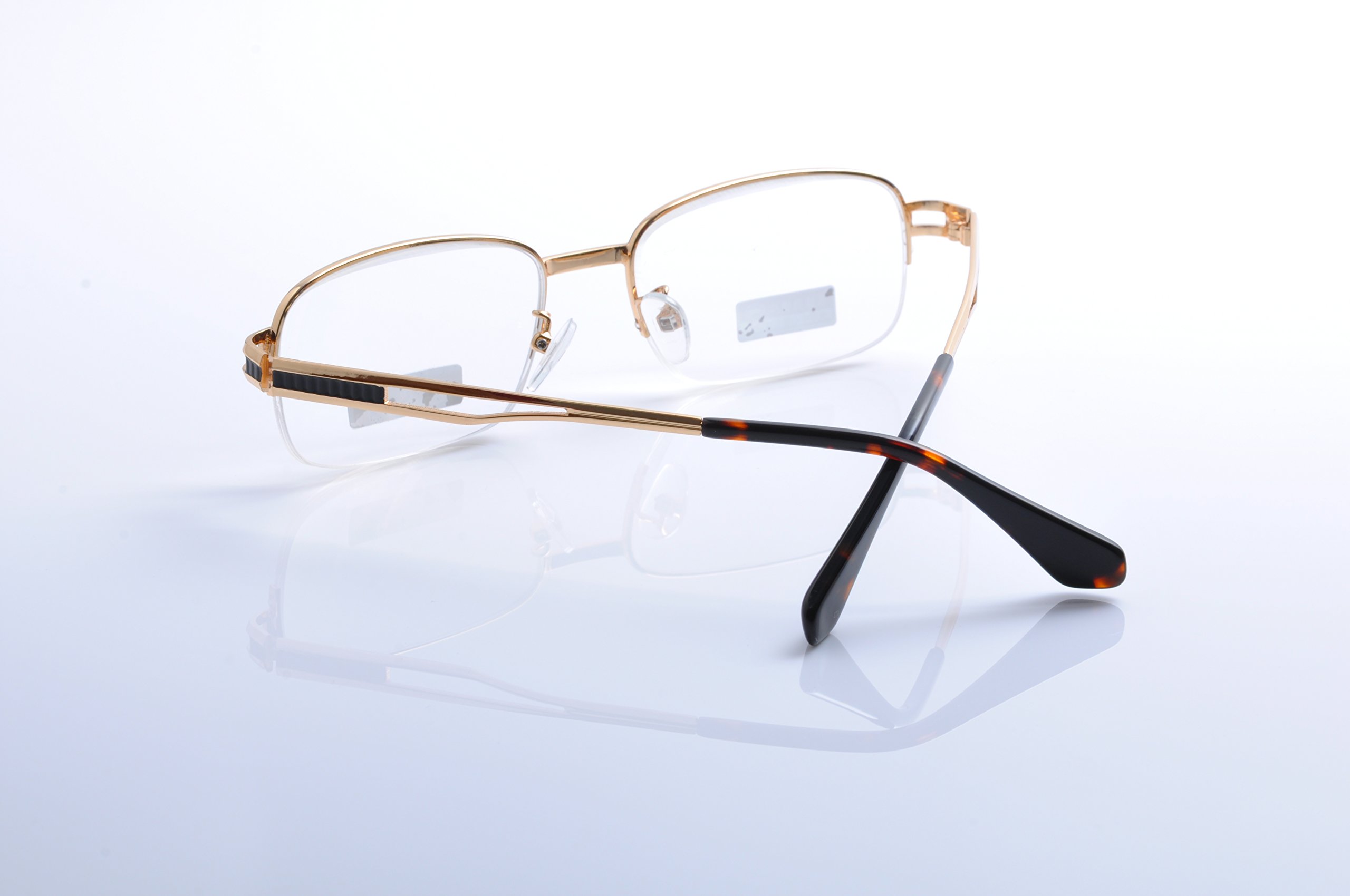 De Ding Men Women Metal Half Frame Reading Glasses - Lightweight Blue Light Blocking Readers for Office, Reading & Computer Use