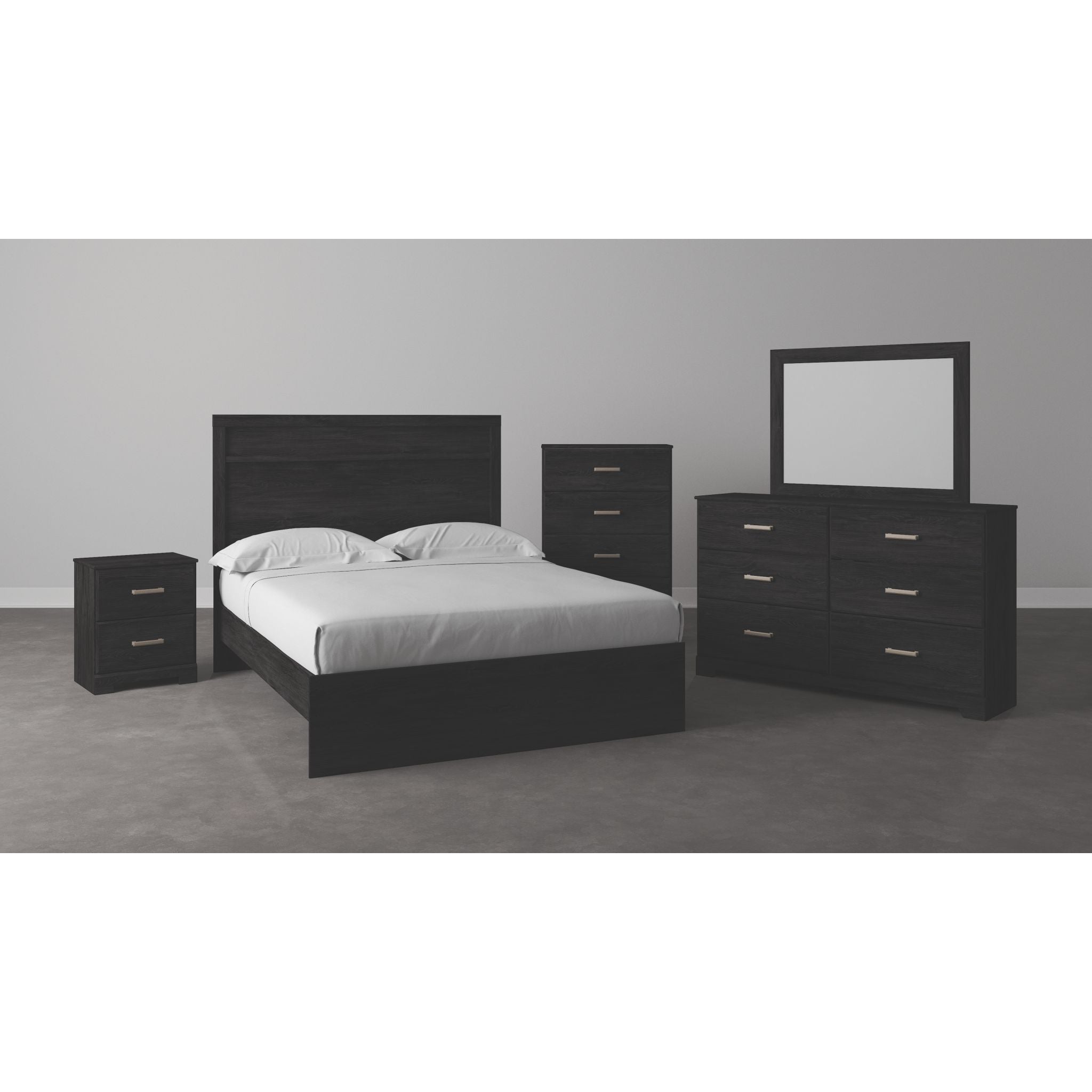 Belachime Black Dresser with Mirror - Modern Bedroom Furniture for Home Organization & Storage