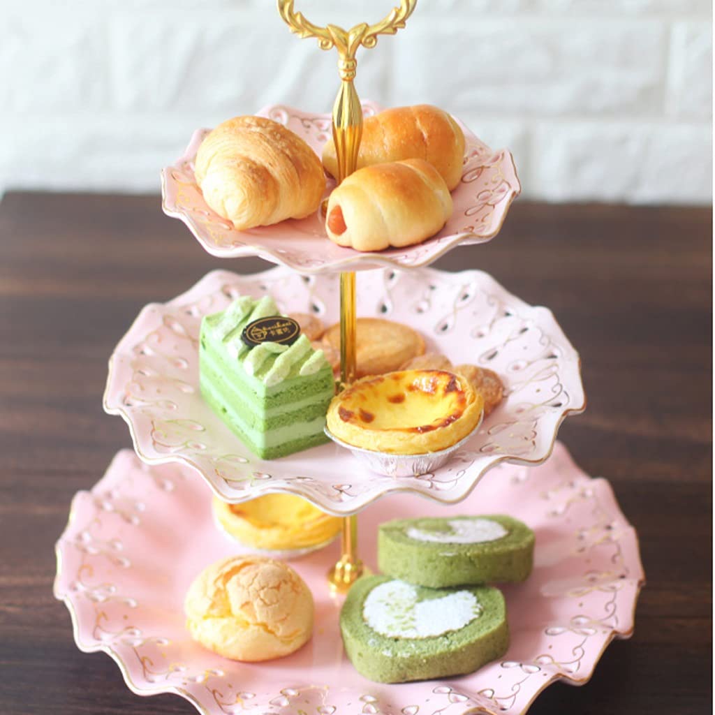 3-Tier Ceramic Fruit Bowl Set for Afternoon Tea - European Style Dessert Tray & Cake Stand for Living Room, Home Decor, Parties & Entertaining