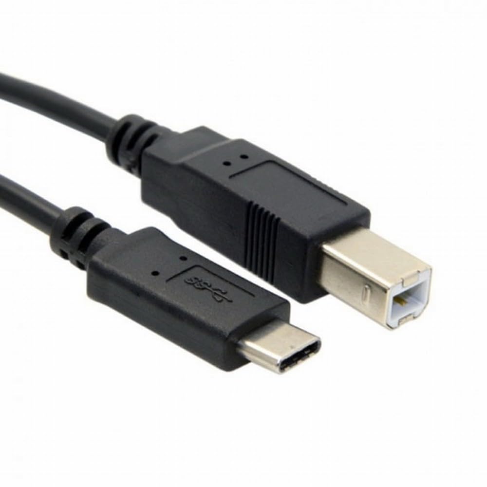 USB-C to USB 2.0 B Type Male Data Cable - USB 3.1 Type C Male Connector for Cell Phone, Laptop, Printer, Scanner & MIDI Keyboard - Fast Charging & Data Sync for Office & Studio Setup