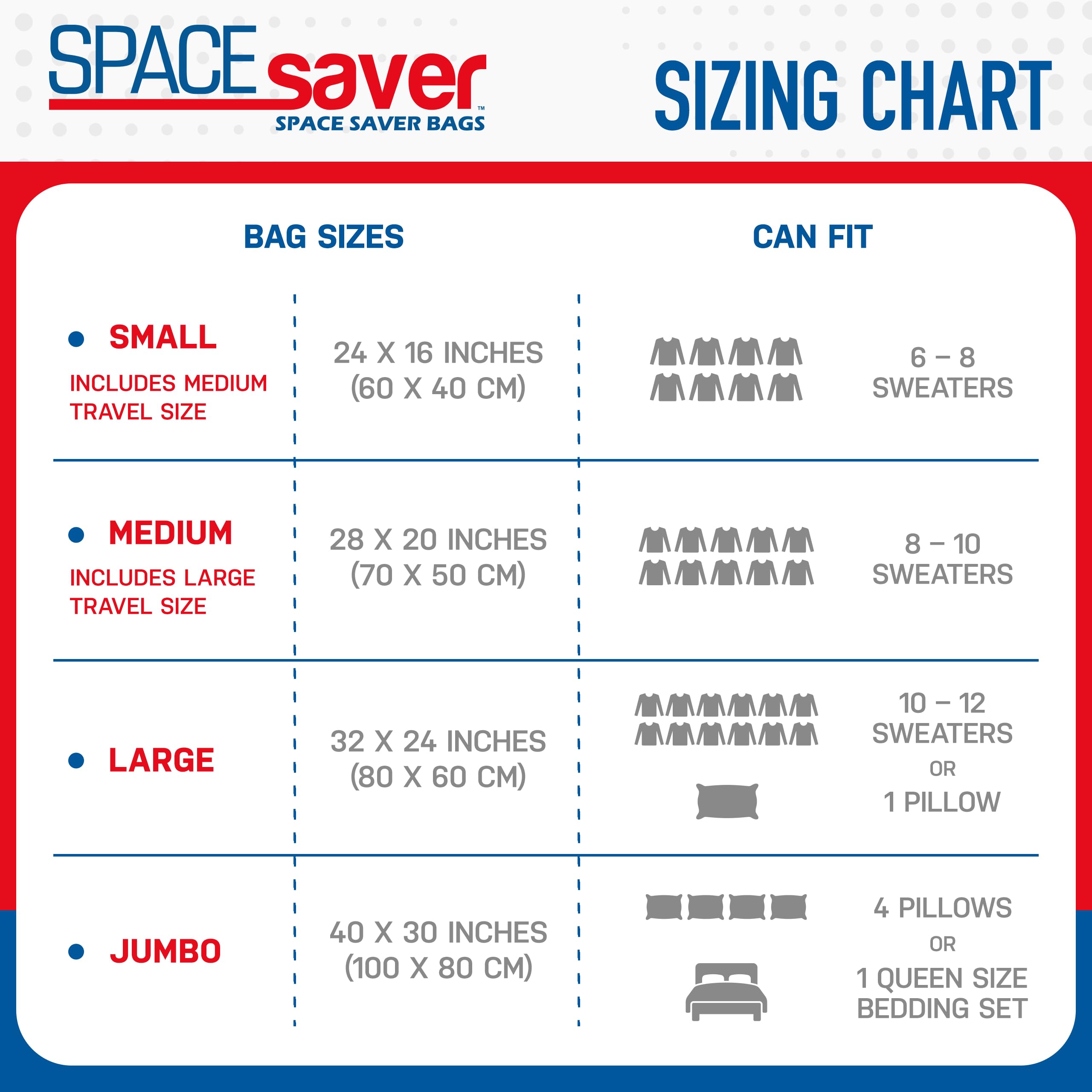 Spacesaver Vacuum Storage Bags (4-Pack Small) - 80% Space Saving Clothes Storage Bags for Comforters, Blankets, Bedding & Clothing | Compact Closet Organization | Travel-Friendly with Hand Pump | Perfect for Seasonal Storage & Moving