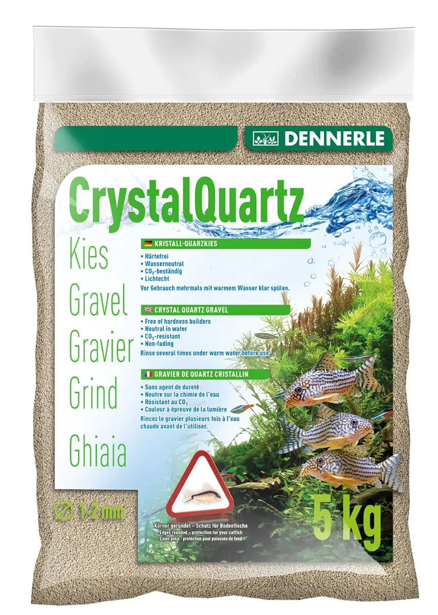 Dennerle Crystal Quartz Gravel 5kg - Premium Aquarium Substrate for Planted Tanks & Nano Aquascaping | Natural Decorative Sand for Fish Tanks, Shrimp Tanks & Betta Bowls
