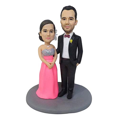 Unique Handmade Polymer Clay Wedding Proposal Bobblehead Doll - Custom Fantasy Couple Figurine, Perfect for Anniversaries, Engagements & Romantic Gifts