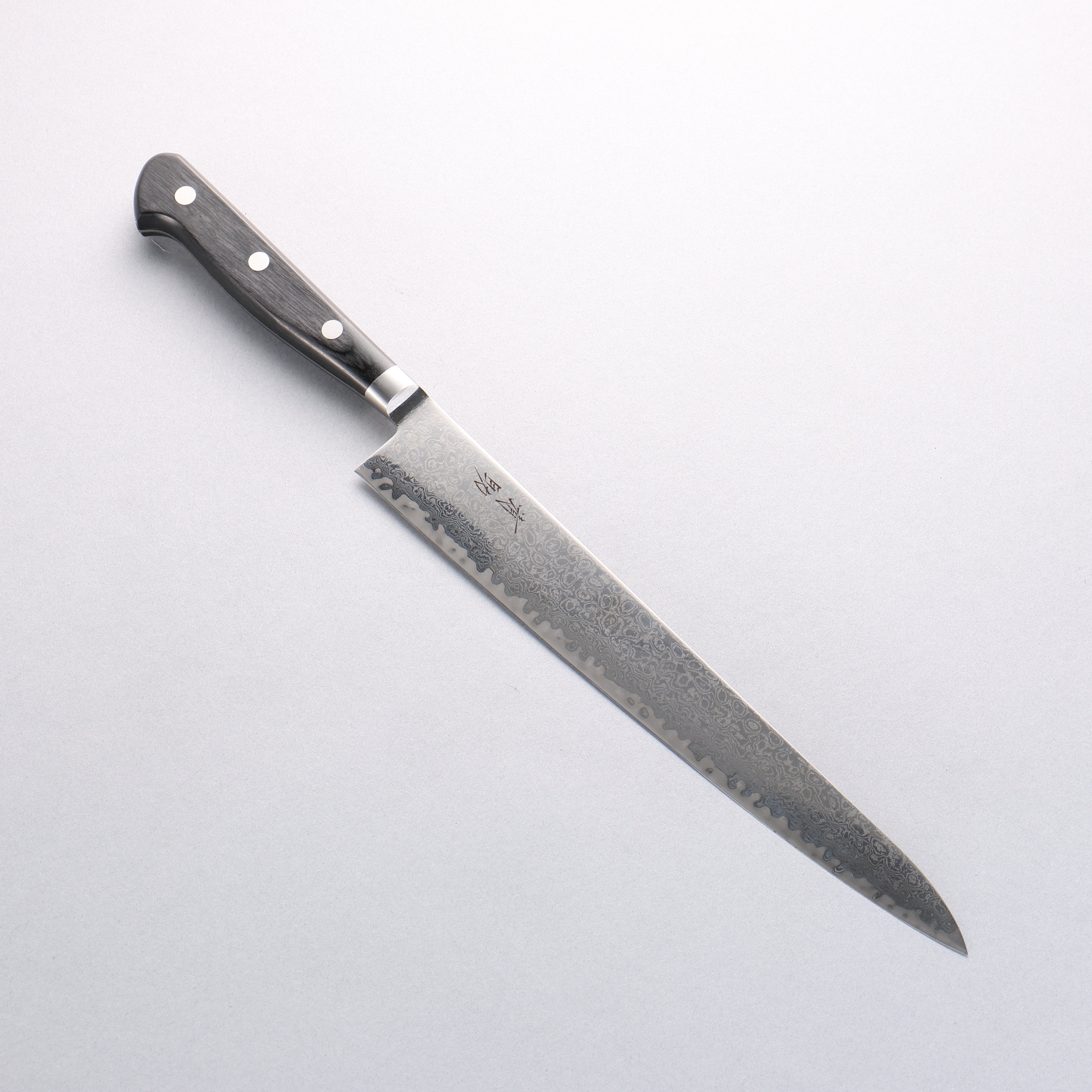Premium Seisuke Kagami2 AUS10 Damascus Sujihiki Knife 240mm - Mirror Finish, Black Pakkawood Handle - Perfect for Sushi, Sashimi & Japanese Cuisine Preparation