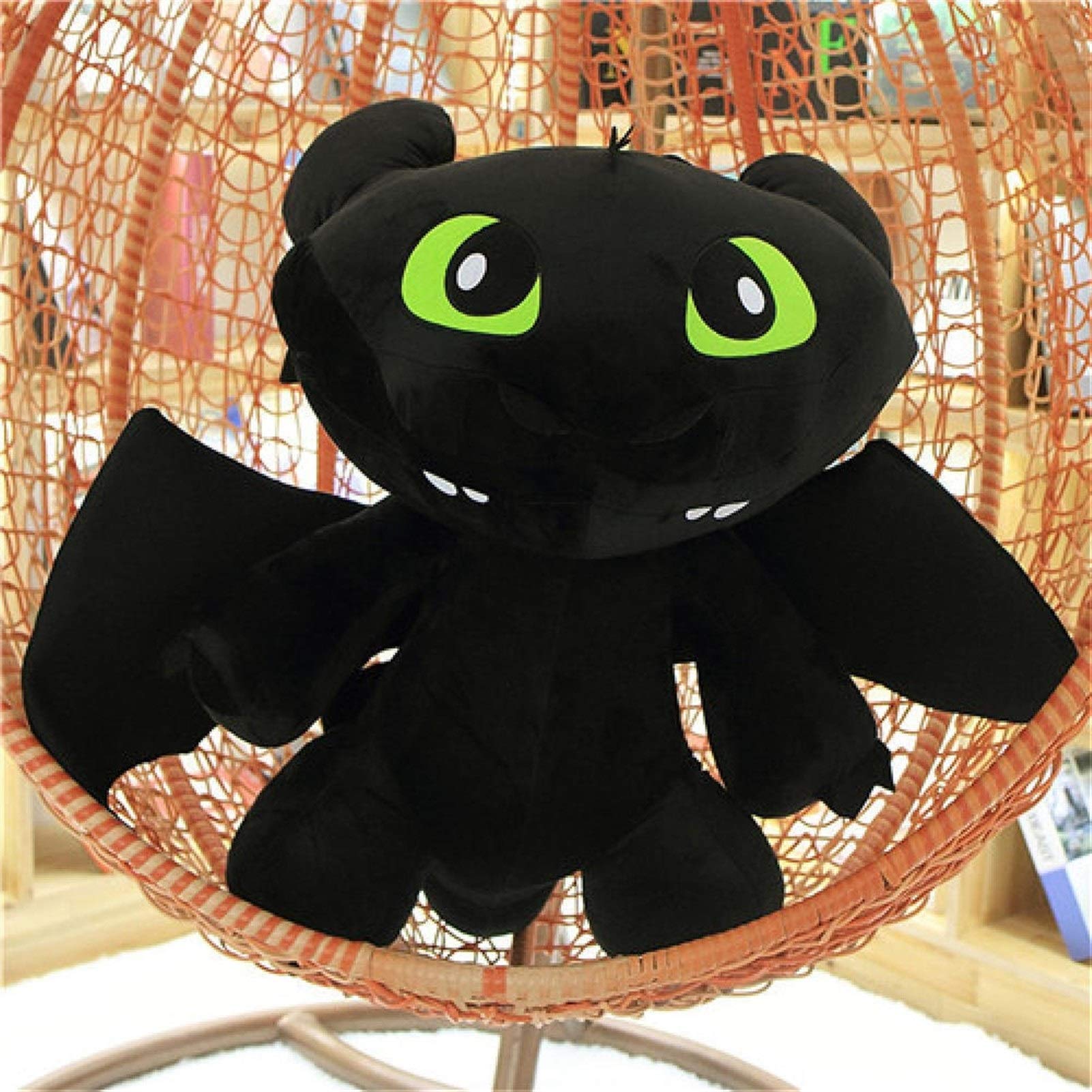 HAKAESR Black Toothless Night Fury Plush Toy - 20 Inch Stuffed Animal from How to Train Your Dragon, Soft Anime Movie Plush Doll for Kids, Birthday Gift & Home Decor
