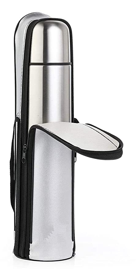 ATIPRIYA 1000ml Stainless Steel Insulated Water Bottle with Flip Lid - 12 Hours Hot & Cold Retention - Leakproof Travel Thermos for Gym, Hiking, Office (Silver, Pack of 1)