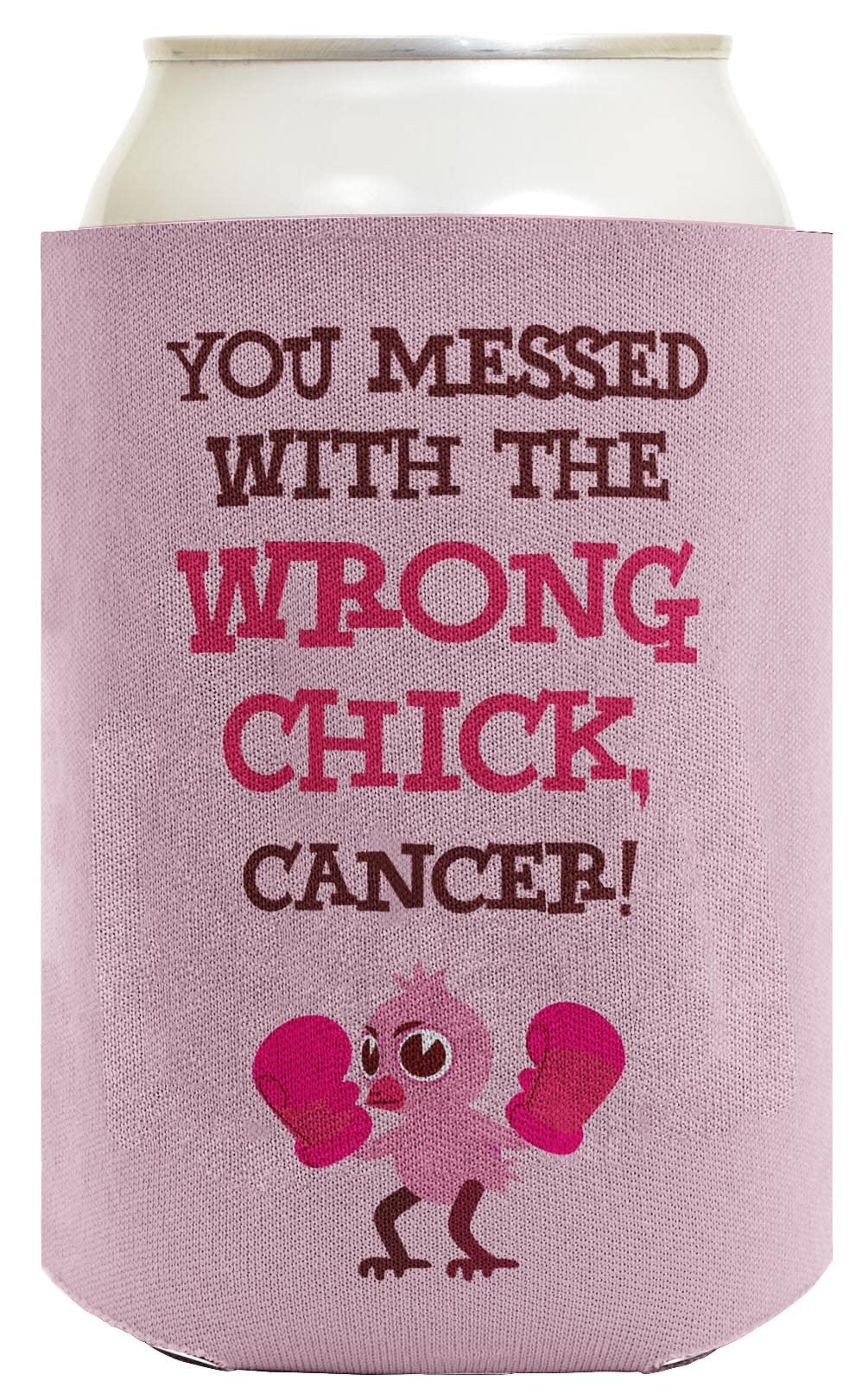 96-Pack Pink Ribbon Can Coolers - Inspirational Breast Cancer Survivor Gifts for Women | 'You Messed With The Wrong Chick' Design | Perfect for Fundraisers, Awareness Events & Support Groups