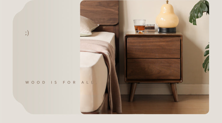 Premium Black Walnut Solid Wood Leather Bed Frame - Luxury Bedroom Furniture Set for Master Bedroom & Guest Room Decor