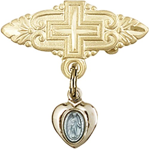 Sterling Silver & Gold Plated Baby Badge with Blue Miraculous Charm - 3/4