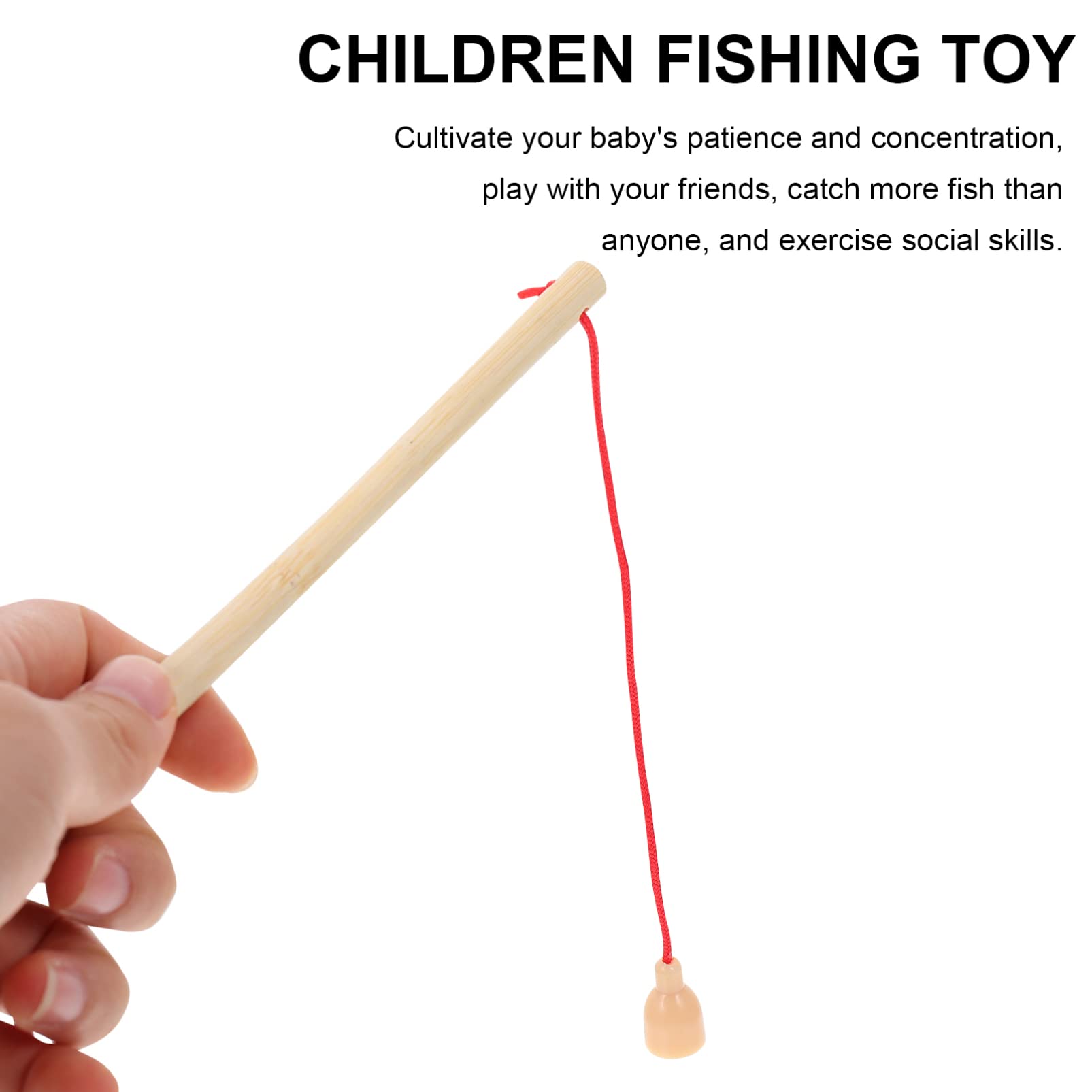 Kisangel 6pcs Wooden Magnetic Fishing Game Set - Kids Educational Toy with Fishing Rods & Magnets for Toddlers - Fun Indoor/Outdoor Activity for Birthday Parties & Family Game Nights