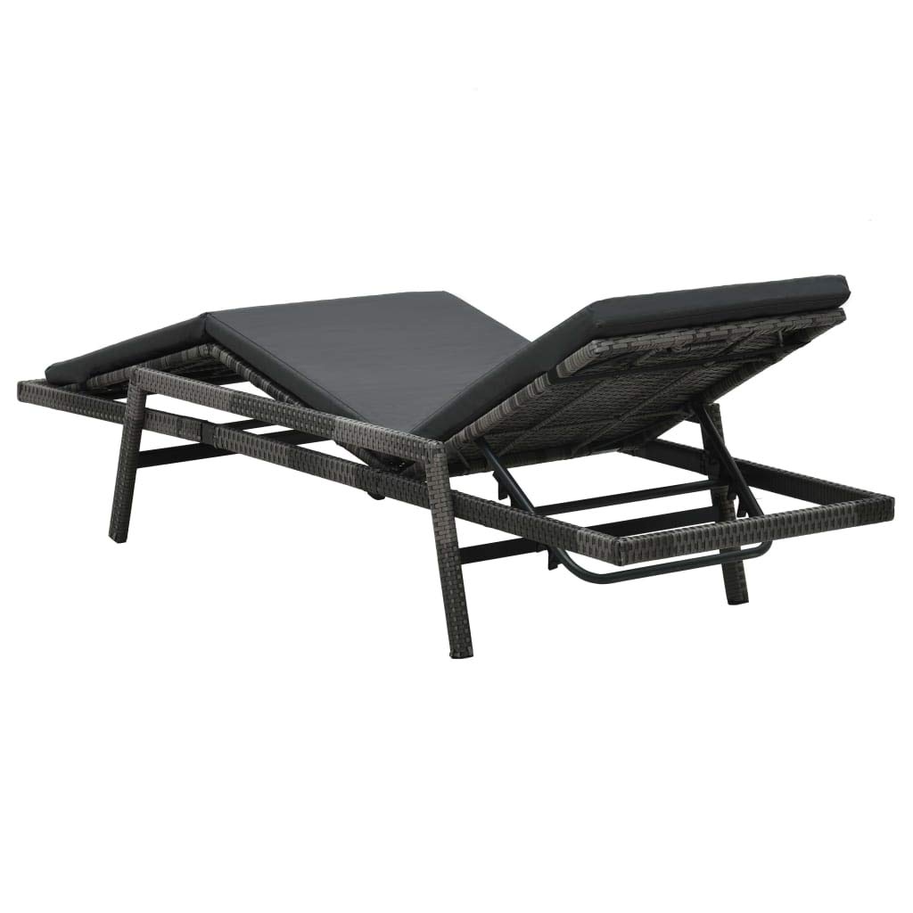 Adjustable Outdoor Sun Lounger with Removable Cushion - Weather-Resistant Gray Poly Rattan Lounge Chair for Patio, Poolside & Garden Relaxation - Perfect for Backyard, Beach & Outdoor Lounging