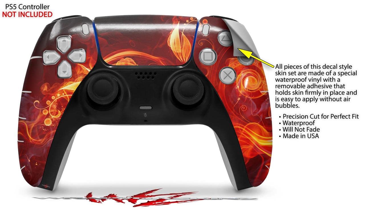 PS5 DualSense Controller Skin Wrap - Fire Flower Design for Gaming Protection