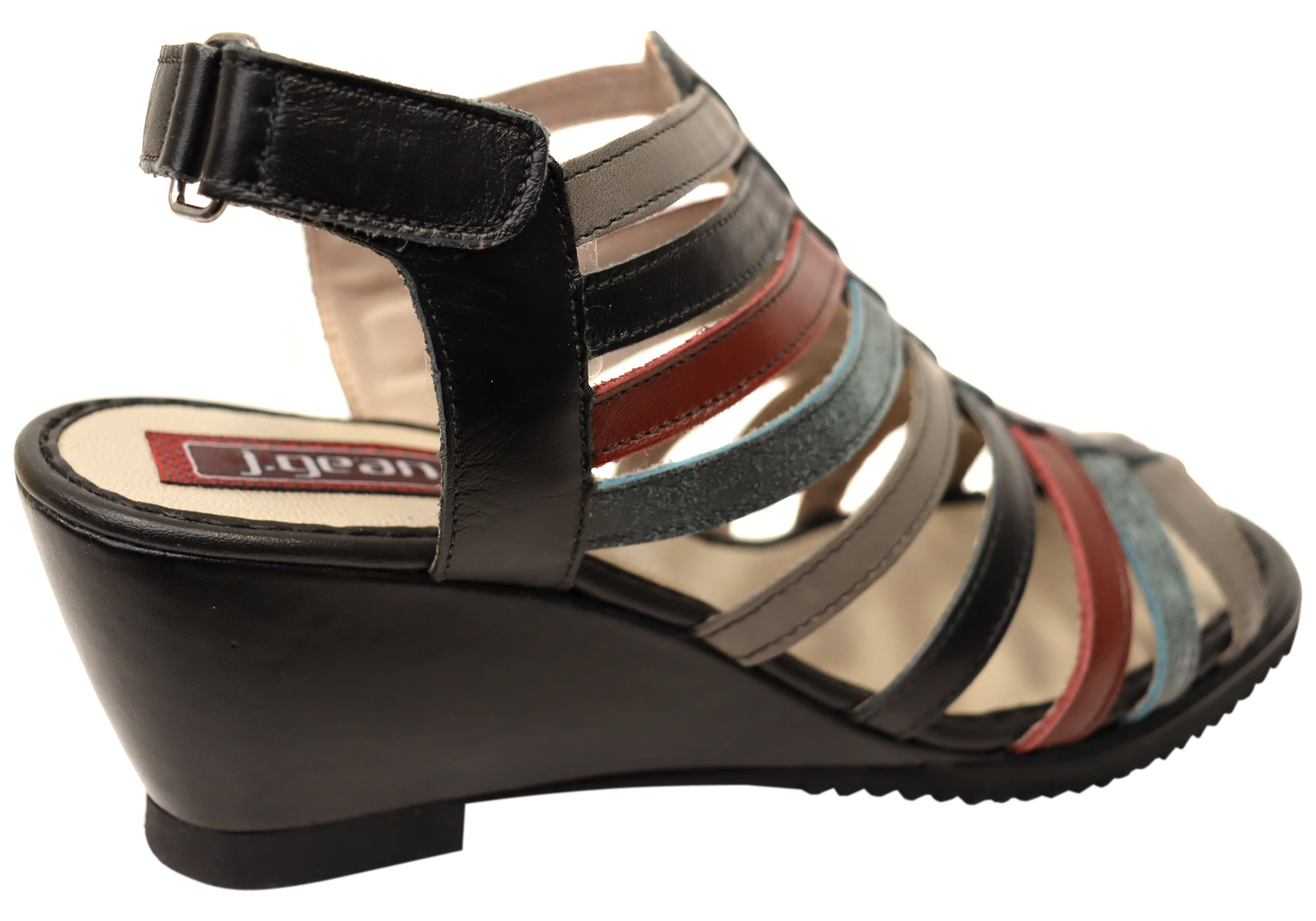 J Gean Leena Women's Comfortable Leather Wedge Sandals - Handmade in Brazil - Perfect for Summer, Beach & Casual Outings