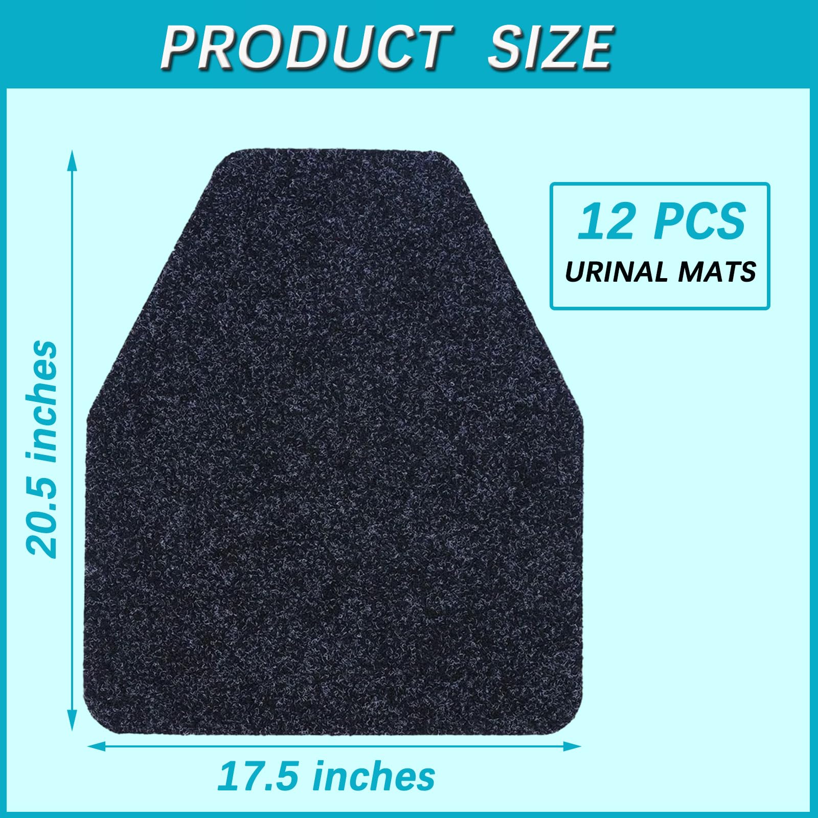 Basima 12 Pack Washable Rubber Urinal Mats for Men - Non-Slip Bathroom Floor Mats, Commercial Toilet Mats (17.5