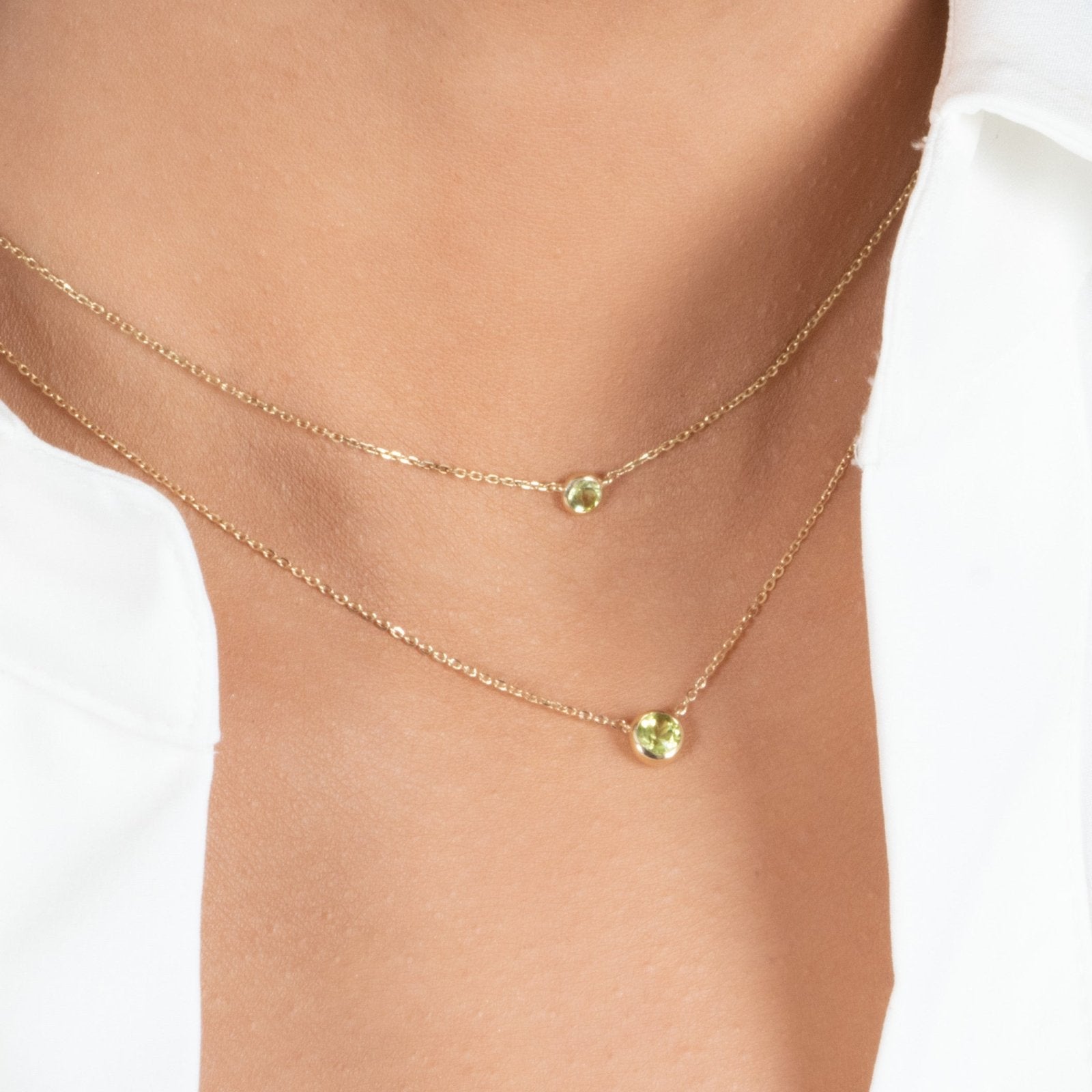 Peridot Gemstone Necklace - 14K Solid Yellow Gold Bezel Pendant for Women | Elegant Jewelry Gift for Birthday, Anniversary & Special Occasions