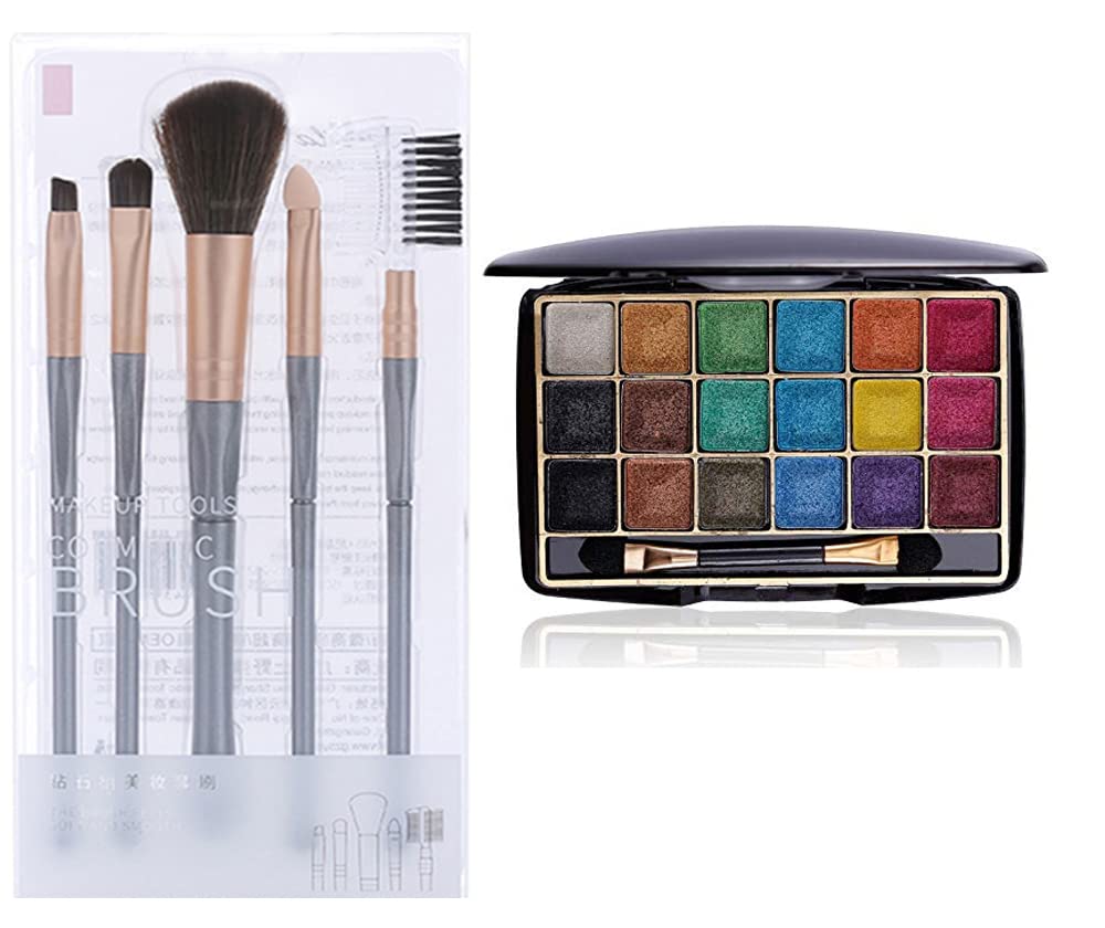 18-Color Matte & Shimmer Eyeshadow Palette - Highly Pigmented, Waterproof, Long-Lasting Rainbow Makeup Kit with 5 Brushes | Perfect for Party, Halloween, and Everyday Glam Looks