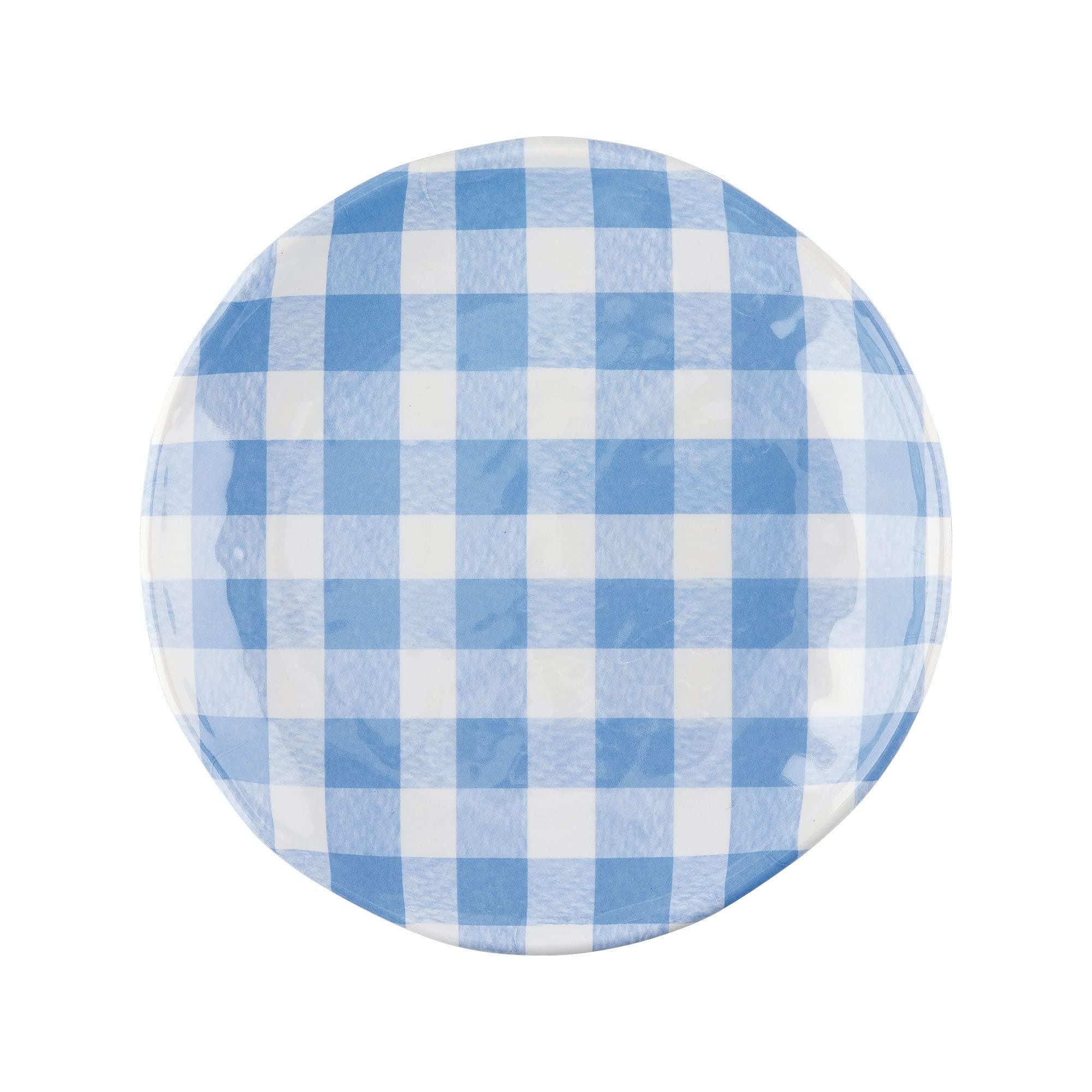 UPware Gingham Melamine Round Dessert Plates - 6 Inch Small Serving Plates for Appetizers, Snacks & Side Dishes - Set of 4 Blue Checkered Plates - Perfect for Picnics, Parties & Outdoor Dining