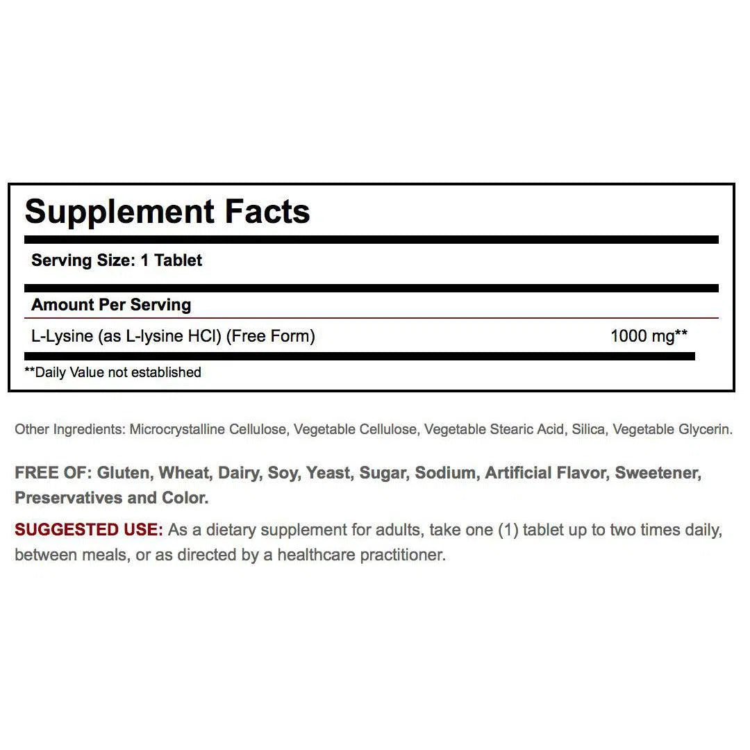 Solgar L-Lysine 1000mg Amino Acid Supplement for Immune Support & Cold Sore Relief - Supports Collagen Production & Healthy Skin - Vegan Capsules for Daily Wellness Routine
