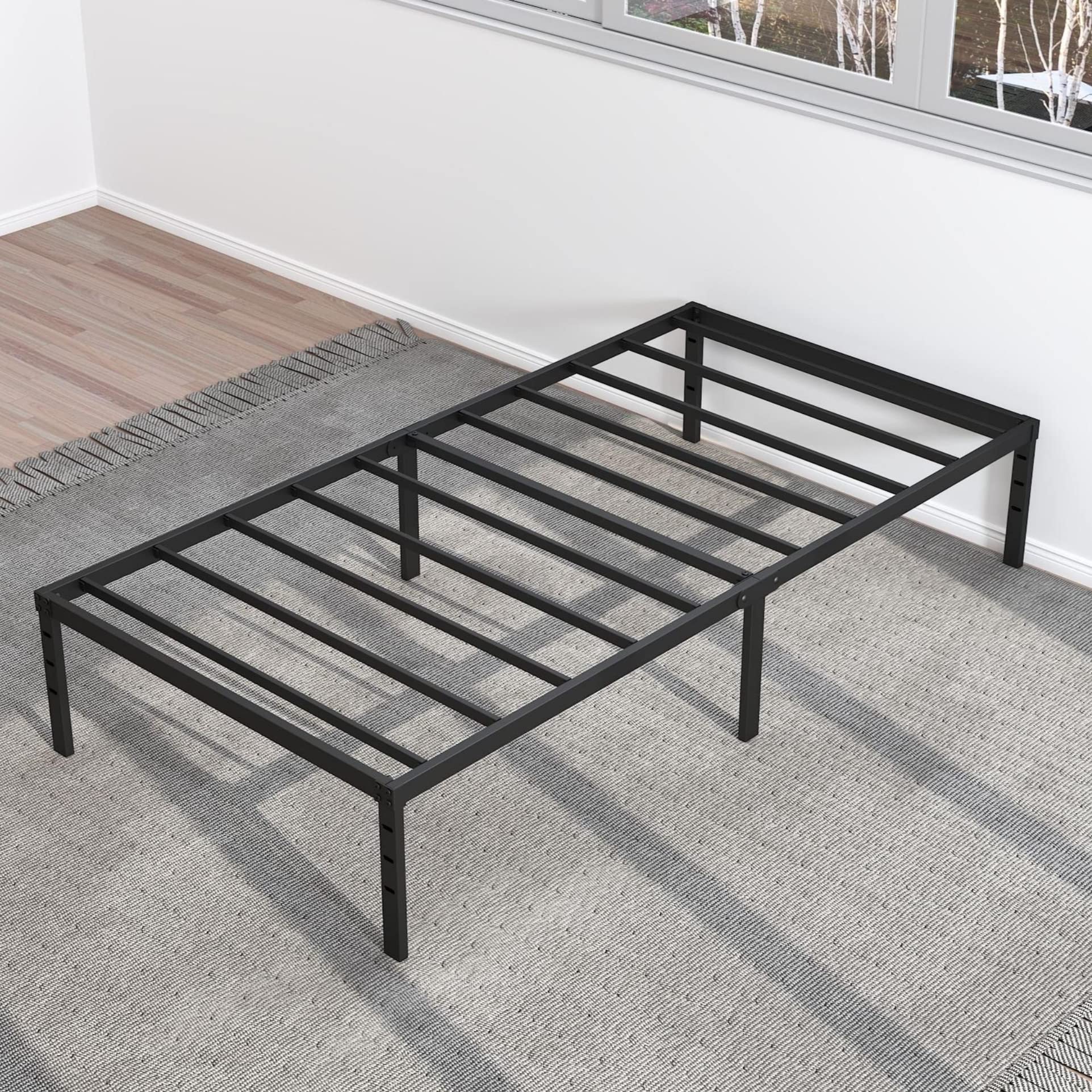 Heavy Duty 14 Inch Twin XL Metal Platform Bed Frame - No Box Spring Needed, Supports Up to 2500 lbs, Easy Assembly, Noise Free, Black - Perfect for Dorm Rooms, Guest Beds & Small Spaces