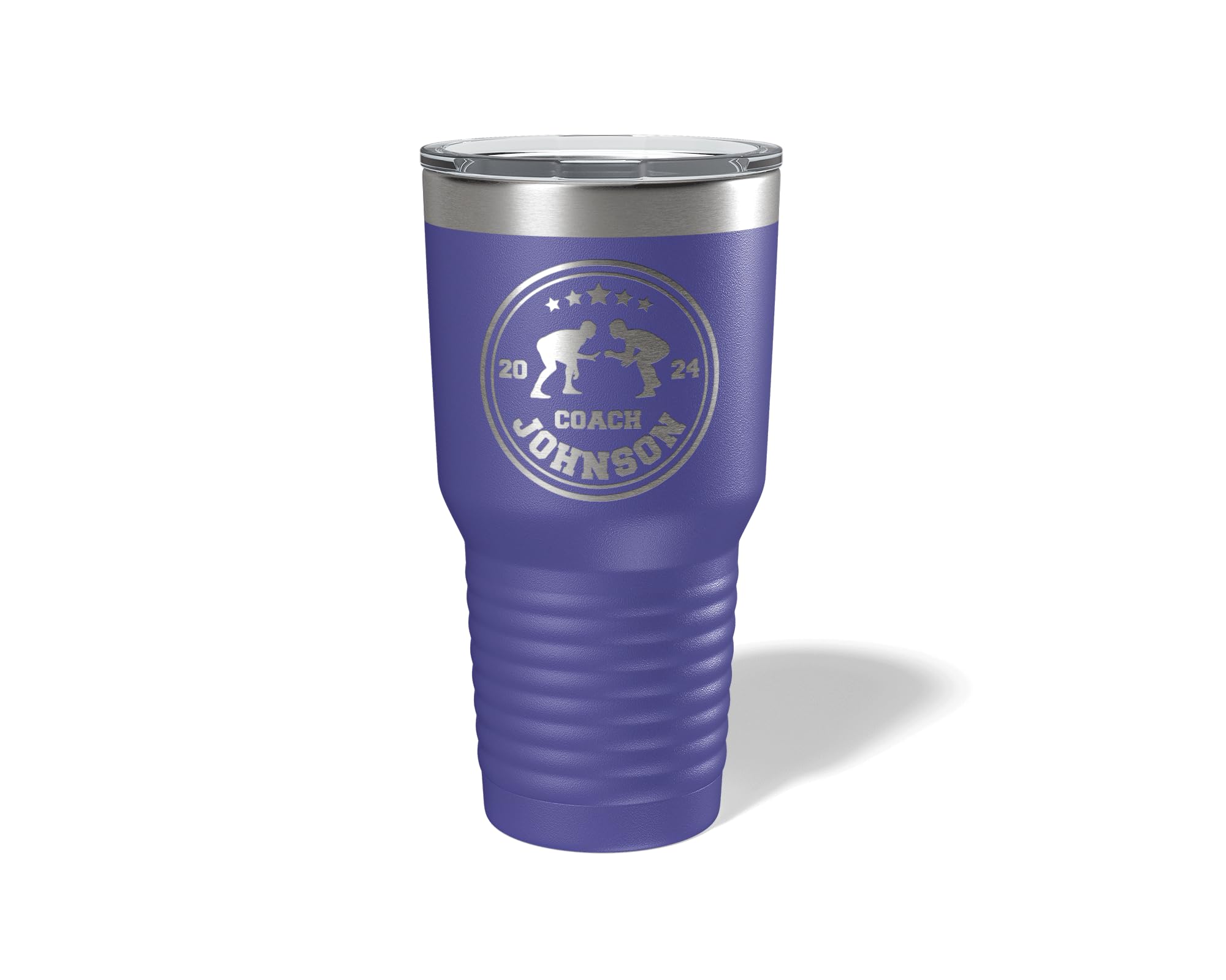 30oz Purple Wrestling Coach Tumbler - Insulated Stainless Steel Beer Glass - Perfect Gift for Wrestling Coaches, Sports Enthusiasts - Great for Practice, Games, and Celebrations