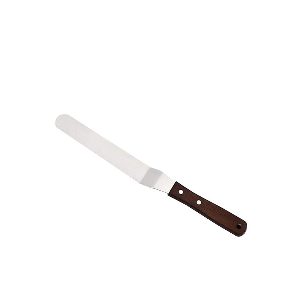 Premium Stainless Steel Offset Icing Spatula - Wooden Handle Cake Decorating Tool for Smooth Frosting & Baking - Perfect for Cakes, Cupcakes, Cookies & Dessert Decorating
