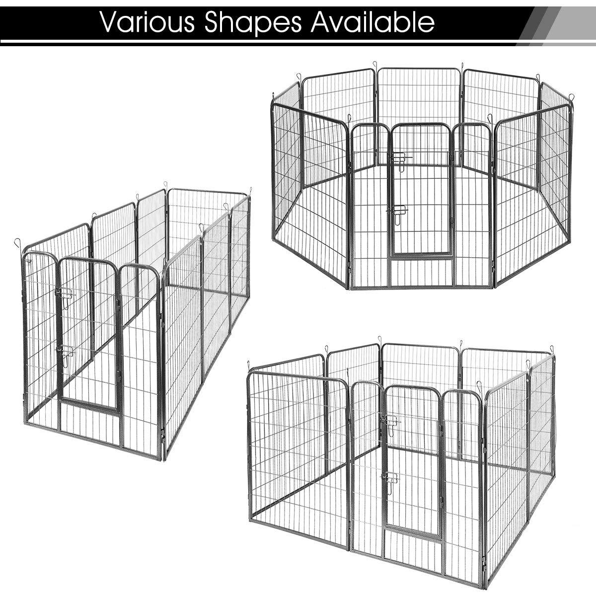 Giantex 16/8 Panel Foldable Metal Pet Playpen with Door - Portable Dog Exercise Pen, Cat & Rabbit Fence, Chicken Barrier for Indoor/Outdoor Use - Ideal for Backyard, Kennel & Travel (48'', 16 Panels)
