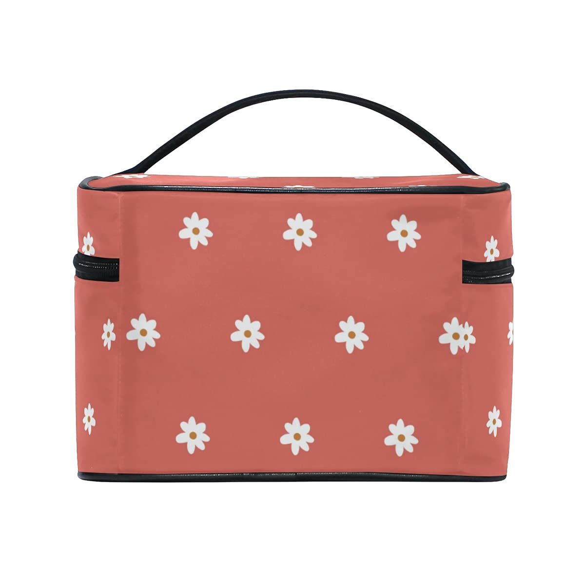 Red Chrysanthemum Seamless Cartoon Makeup Bag - Cute Zippered Cosmetic Organizer Pouch for Women & Girls | Perfect for Travel, Gym, and Daily Beauty Essentials Storage