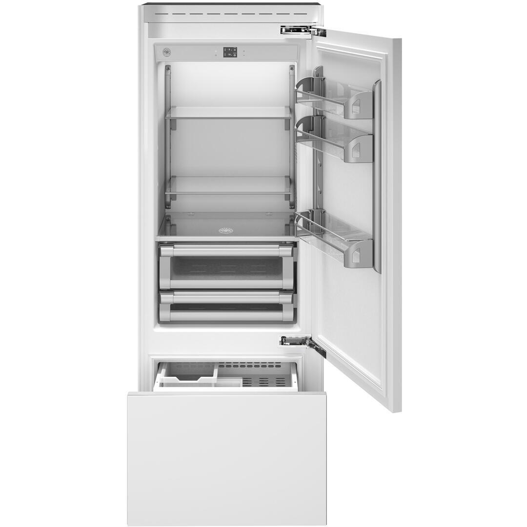 Bertazzoni 30 Inch 15.5 Cu. Ft. Built-In Bottom Freezer Refrigerator with Digital Display - Stainless Steel Energy Star Rated for Modern Kitchens