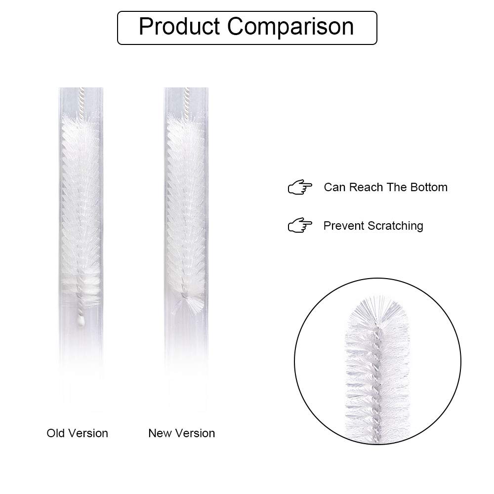 Vicloon 12-Piece Long Bottle Cleaning Brush Set - Nylon Tube Brush, Kettle Spout Cleaner, Straw Brush for Baby Bottles, Flasks & Pipes | Perfect for Home, Kitchen & Baby Care (White)