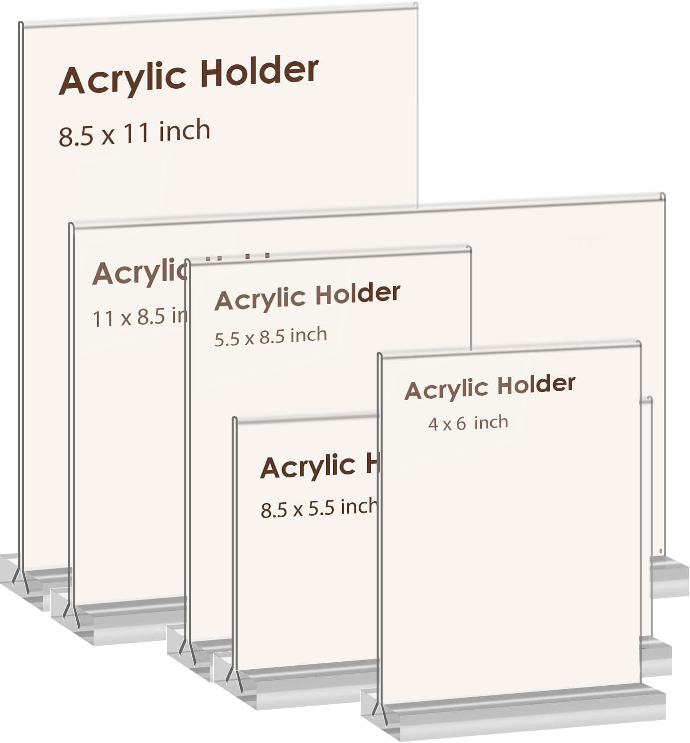 3 Pack 4x6 Inch Acrylic Sign Holders - T-Shaped Double Sided Desktop Display Stand for Flyers, Menus, Photos & Business Cards - Perfect for Restaurants, Retail Stores & Office Use