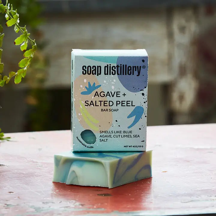 Natural Handmade Bar Soap with Agave & Salted Peel - Exfoliating & Moisturizing for Dry Skin - Perfect for Shower, Bath & Gift Giving