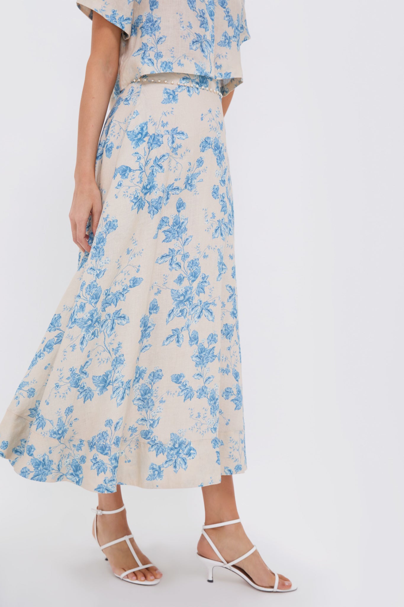 Bougainvillea Bergamot Print Floral Maxi Skirt - Women's Bohemian Summer Beach Dress for Vacation, Garden Party & Outdoor Date