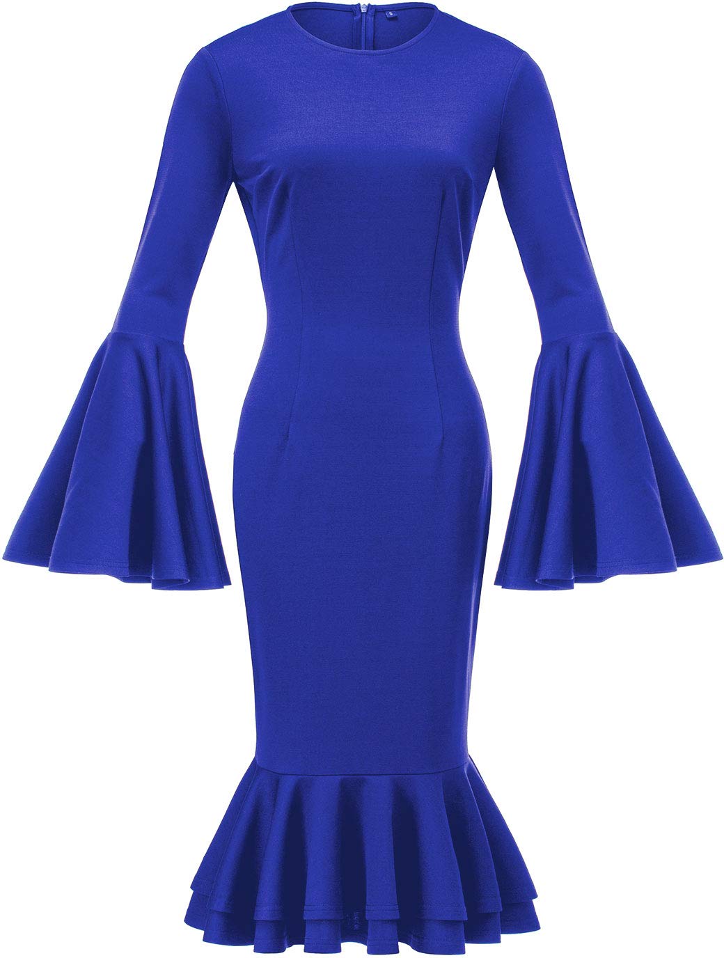 HongyuAmy Women's Bell Sleeve Fishtail Bodycon Dress - Elegant Cocktail Party Pencil Dress for Night Out, Date Night, and Special Occasions