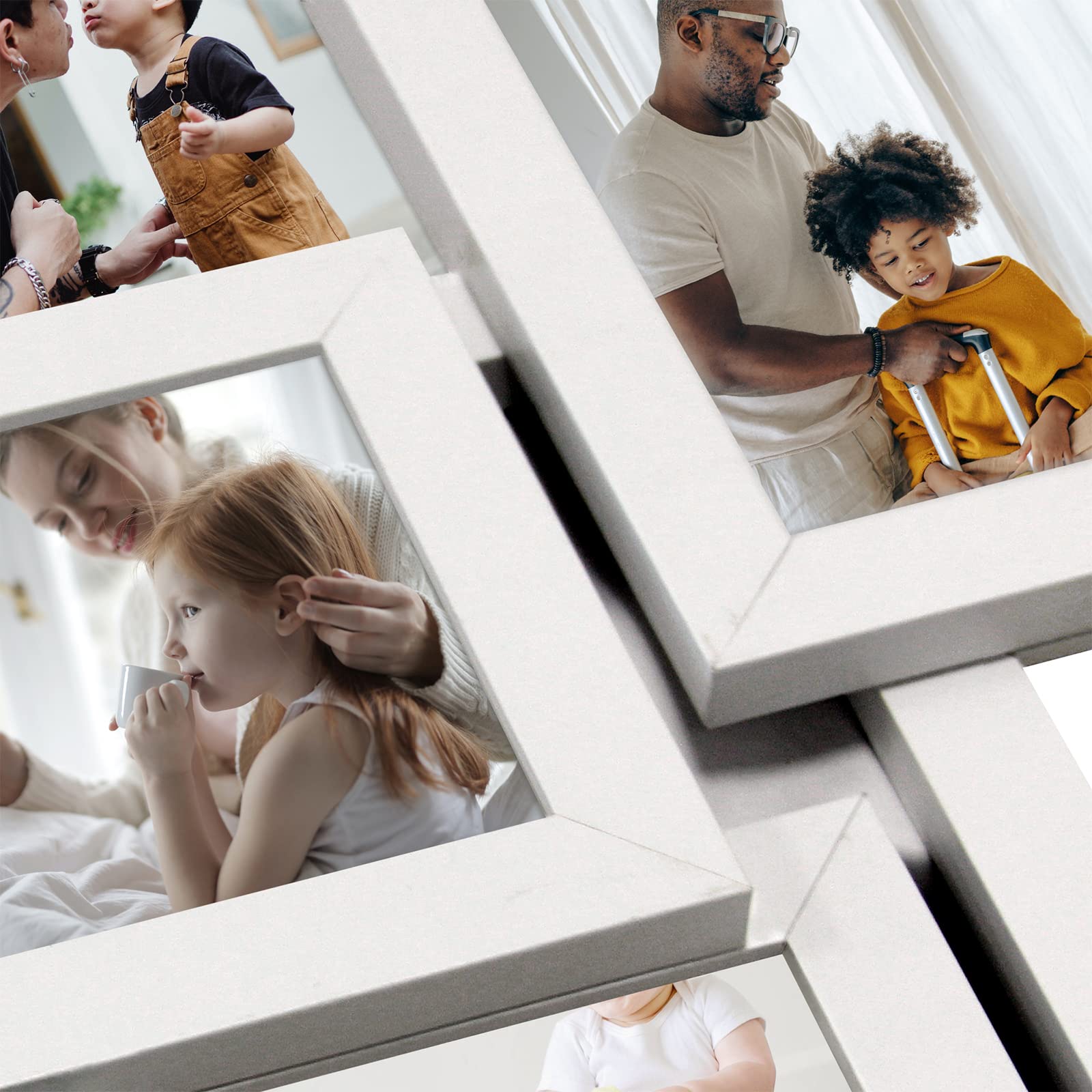 HELLO LAURA - 12 Opening Photo Frame Collage Wall Decor for Living Room & Bedroom - White | Perfect for Family Photos Display