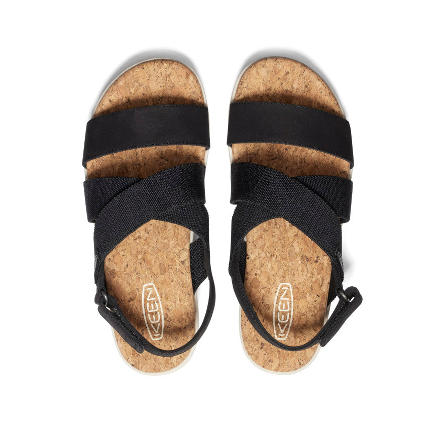 Women's Elle Criss Cross Sandals - Black/Birch | Comfortable Summer Casual Shoes for Beach, Vacation & Everyday Wear