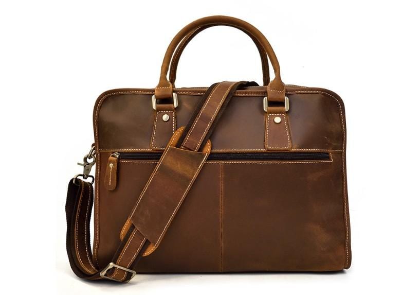 Stylish Brown Leather Laptop Bag for Men - Premium Business Briefcase & Work Commuter Bag for Office, Travel & Daily Use