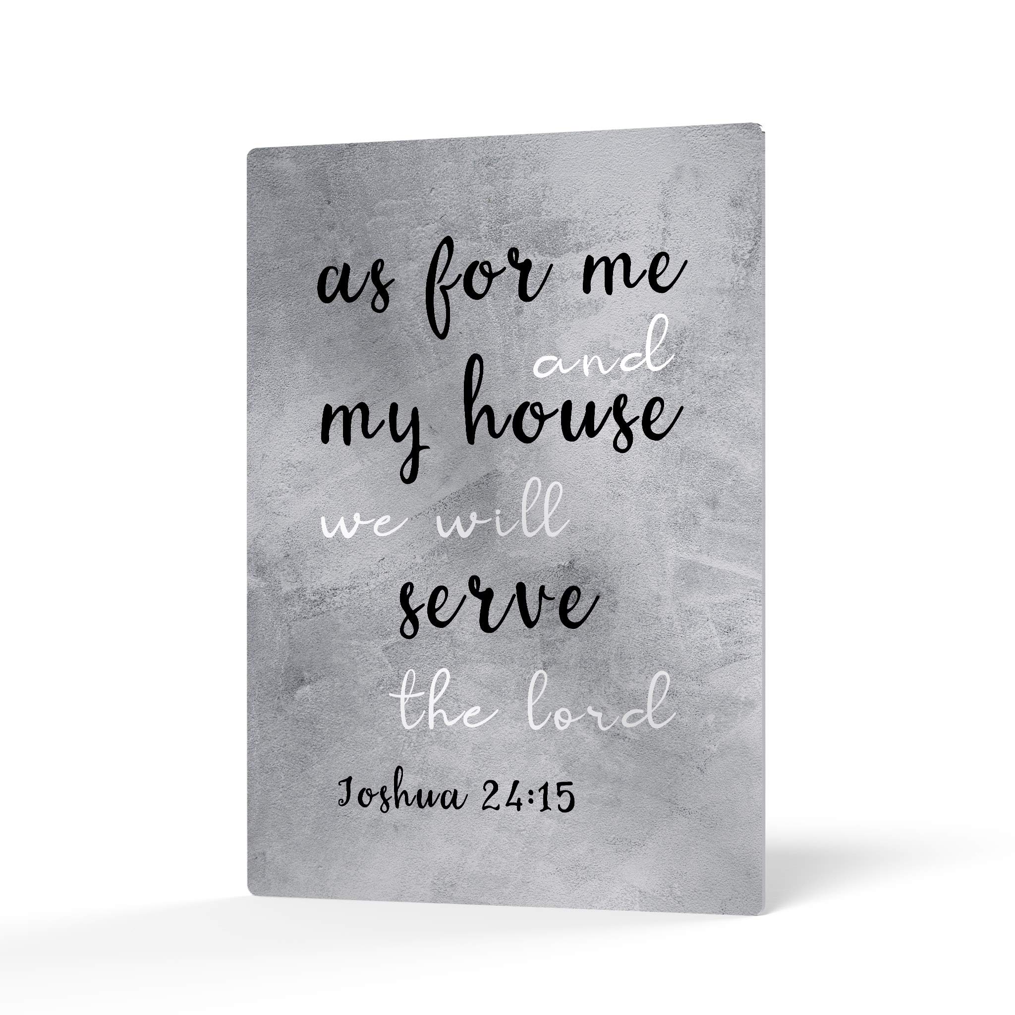 HB Art Design Joshua 24:15 Bible Verse Metal Print - 'As for Me and My House We Will Serve the Lord' Christian Wall Art - Inspirational Scripture Quote Home Decor (24x16 Inches) - Perfect for Living Room, Bedroom, Office & Gift Giving