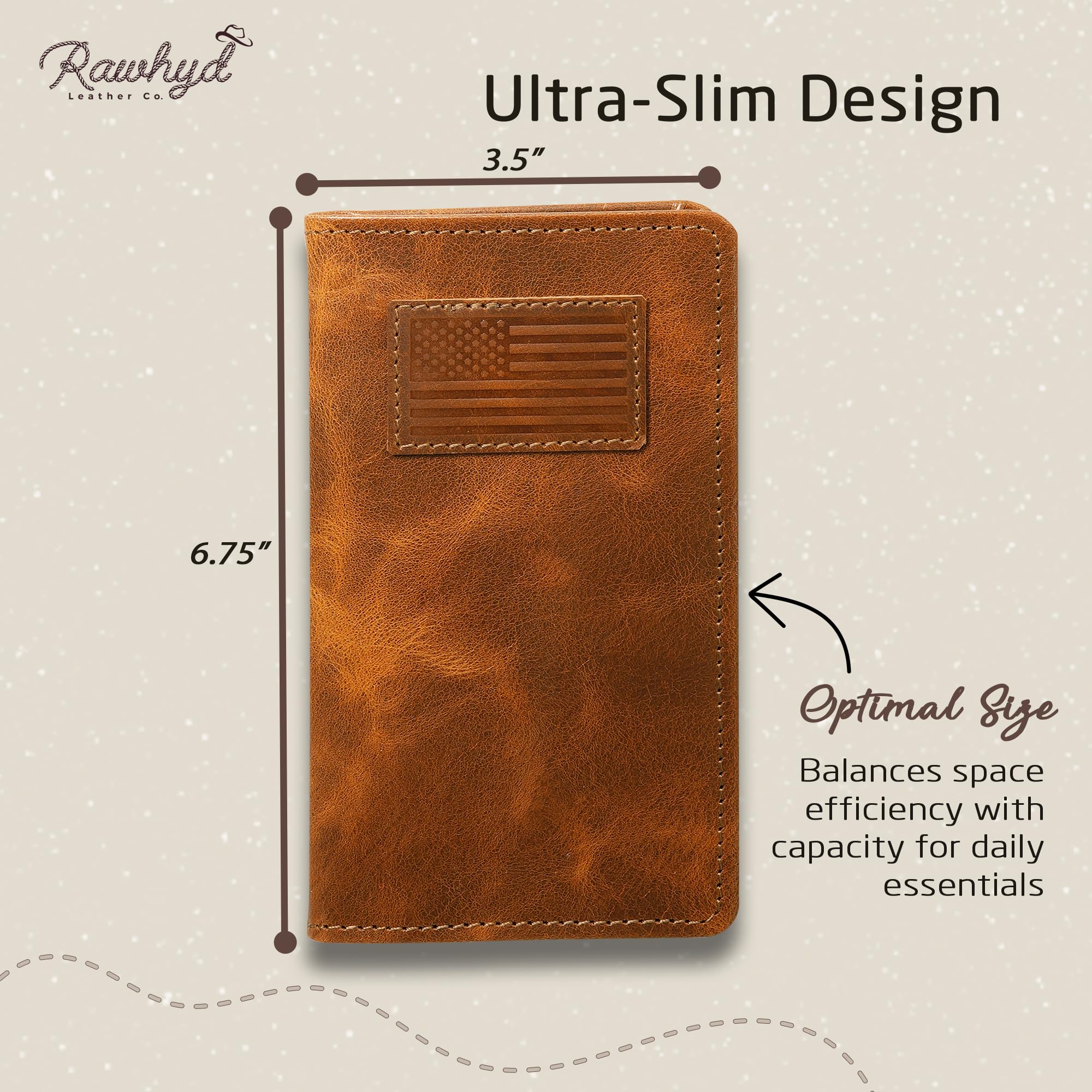 Premium Full-Grain Leather Bifold Wallet for Men - Classic Western Cowboy Wallet with RFID Protection - Durable Rodeo & Checkbook Cover - Perfect Gift for Him - Ideal for Everyday Use, Travel & Outdoor Adventures