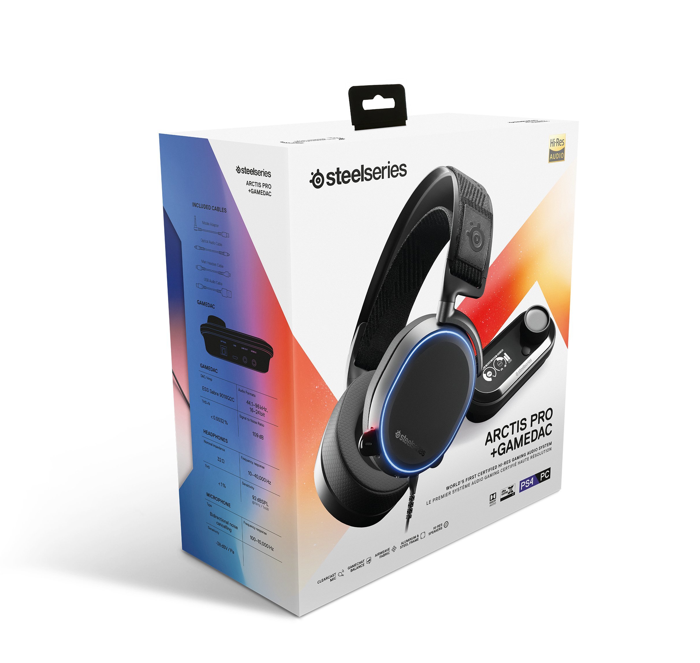 SteelSeries Arctis Pro + GameDAC Wired Gaming Headset with Hi-Res Audio - Dedicated DAC & Amp for PS5, PS4, PC - Black - Perfect for Competitive Gaming & Immersive Audio Experience