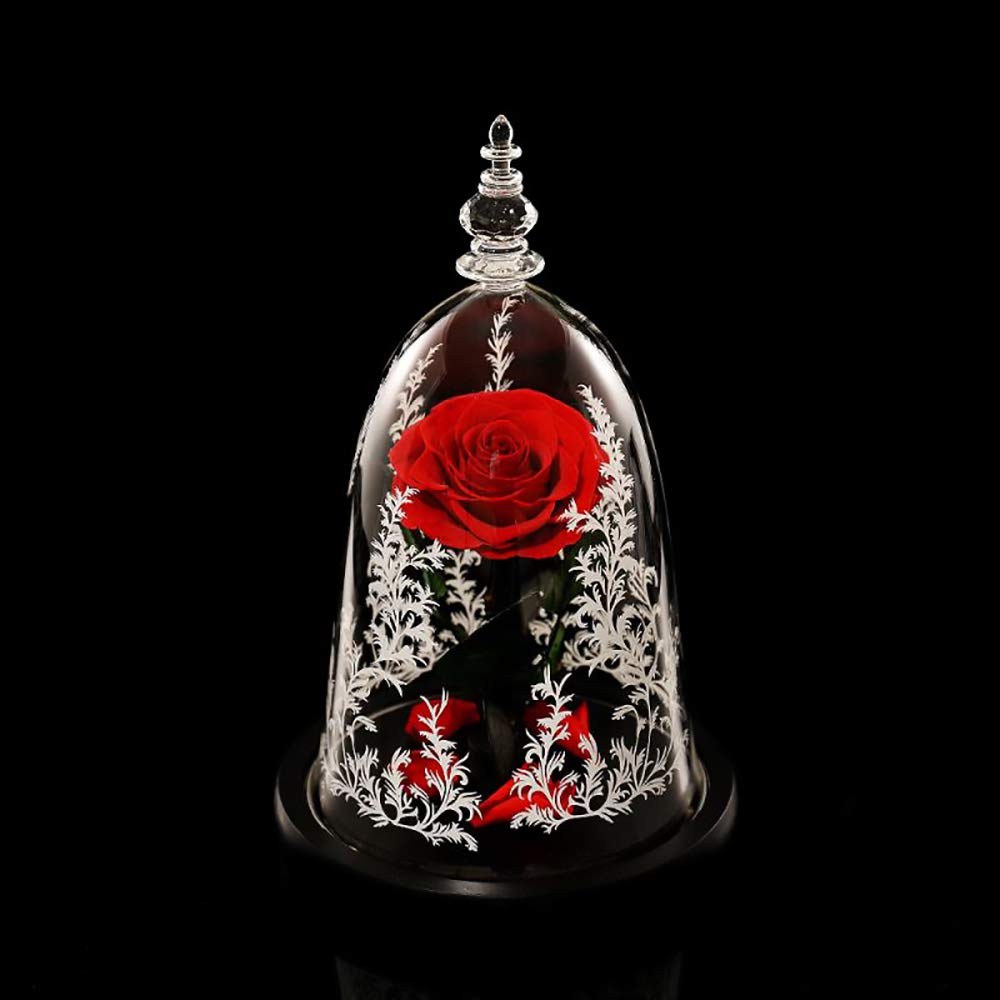 Beauty and The Beast Rose - Red Galaxy Glass Rose Handmade from Fresh Roses in Luxury Glass Dome - Perfect Valentine's Day, Mother's Day, Birthday Gift for Her - Romantic Home Decor & Special Occasion Present (1pc)