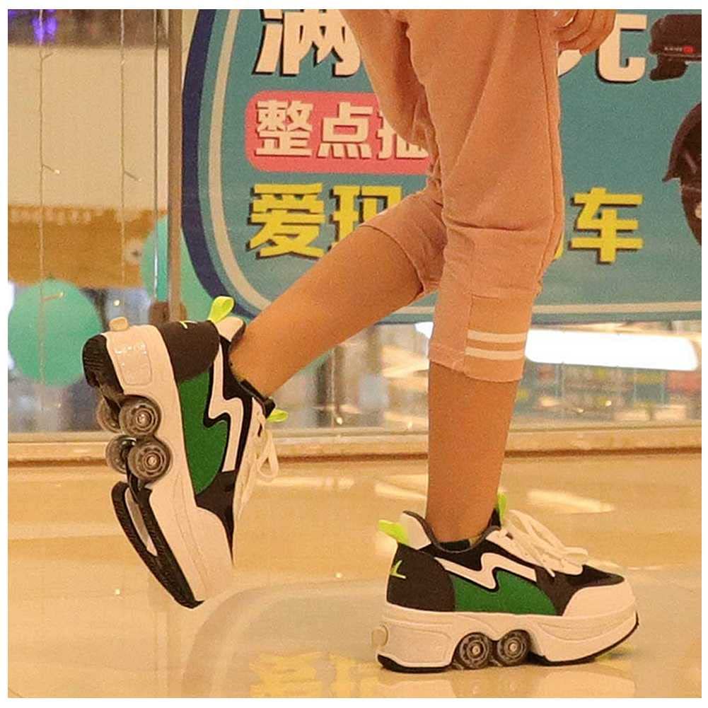 Double-Row Deform Wheel Automatic Walking Shoes - Invisible Roller Skates for Men & Women | 2-in-1 Removable Pulley Skate Shoes | Perfect for Outdoor Recreation, Commuting & Fitness Training