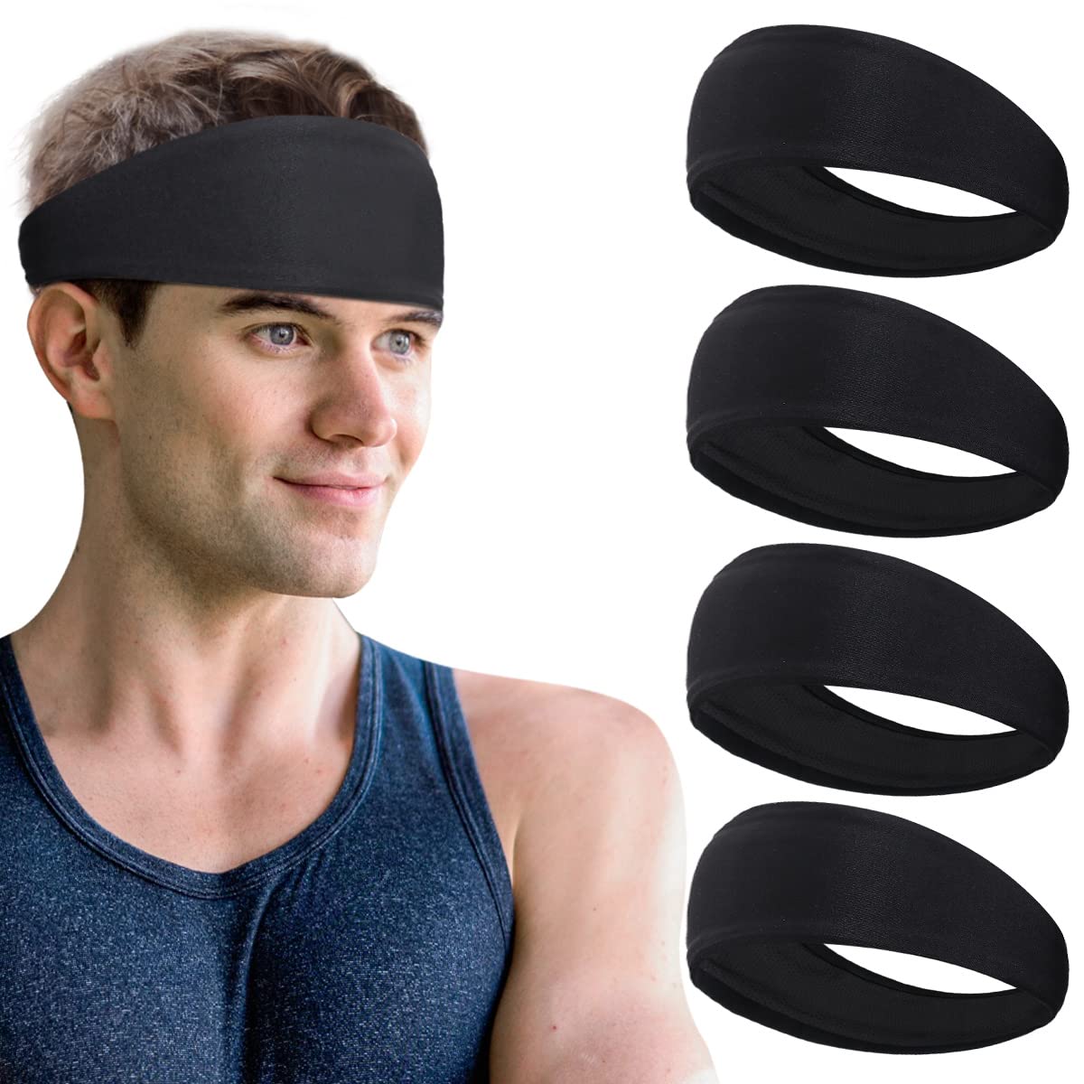 Beister Workout Sweatbands (3/6/9 Pack) - Non-Slip Athletic Headbands for Men & Women - Breathable Elastic Sports Headbands for Yoga, Running, Cycling, Gym - Perfect for Workouts, Sports & Fitness Activities