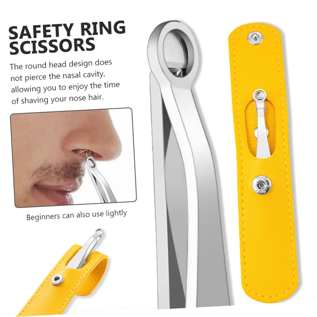 Premium Stainless Steel Nose Hair Trimmer - Round Head Design for Safe & Painless Grooming | Portable Nasal Hair Clipper for Men | Perfect for Travel, Home & Office Use