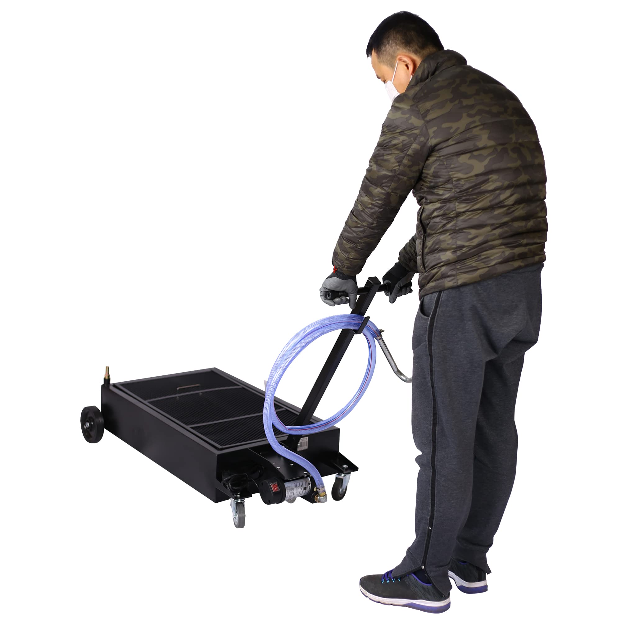 HomVent 20-Gallon Oil Drain Pan with Electric Pump - Portable Low Profile Oil Change Pan for SUV, Truck & Car Maintenance - Ideal for DIY Oil Changes & Garage Workshops (20-Gallon Capacity)